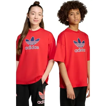 Dětské bavlněné tričko adidas Originals JV8556 červená 29X, vel. 170