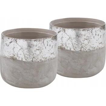 Květináč 2x květináč květináč, neglazovaná keramika ⌀11.5 cm na květiny a rostliny