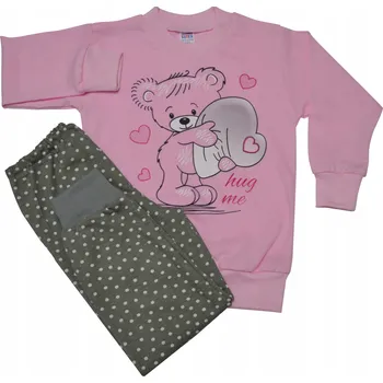 Dívčí pyžamo PYŽAMO BAVLNA MEDVÍDEK RŮŽOVÁ SVĚTLÁ/TEČKY VEL. 110 SUTEX