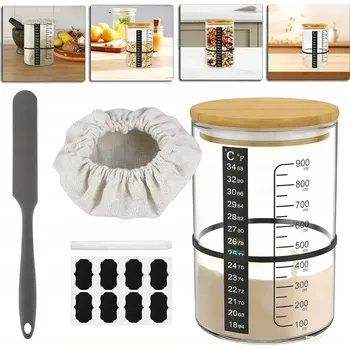 Sklenice STARTOVACÍ SADA PRO KVÁSEK, 900ML SKLENĚNÉ SKLENICE NA KVAŠENÍ S VÍČKEM