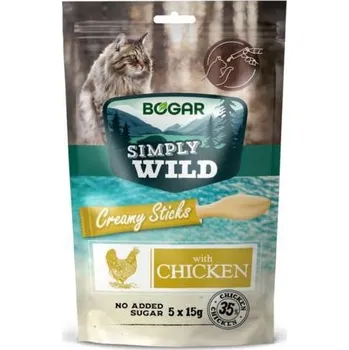 Krmivo pro kočku Bogar Krémové tyčinky pro kočky Simply Wild Cat Creamy Stick KUŘE 5x15g