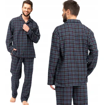 Pánské pyžamo KEY PÁNSKÉ FLANELOVÉ PYŽAMO MNS 480 B25 XXL TMAVĚ MODRÉ