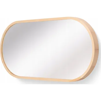 Zrcadlo LEJA oválné dřevěné nástěnné koupelnové Zrcadlo BOROVICE 100x48 STYLISH