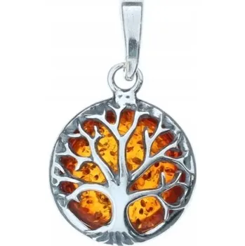 Přívěsek Stříbrný Přívěsek Strom s Jantarem Stromek AG925