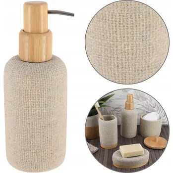 DÁVKOVAČ NA TEKUTÉ MÝDLO GEL TEKUTÝ PŘÍPRAVEK DO KOUPELNY S BAMBUSEM 340 ML BÉŽOVÝ