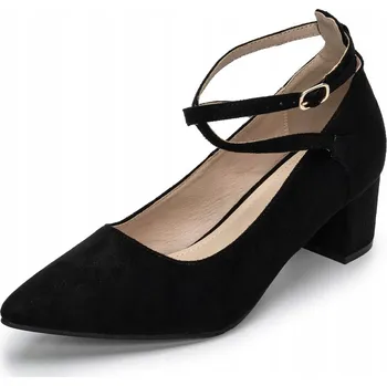 Dámské lodičky Plilima Dámské Černé Lodičky na Podpatku s Páskem Velikost 39