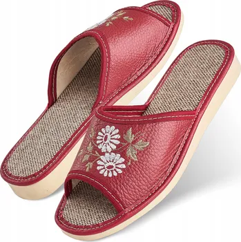 Dámské pantofle Červené kožené dámské Sandále vel. 36