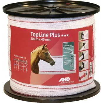Ohradník ELEKTRICKÝ OHRADNÍK PÁSKA pro koně AKO Topline Plus 40mm/200 m