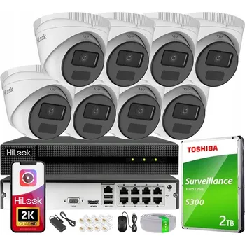 Bezpečnostní kamera IP Monitorovací Systém Kompletní Sada 8 Kamer 4Mpx IR 30m Rekordér 8CH + HDD 2TB