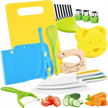 Kuchyňský nůž 17 Ks sada bezpečných nožů kuchyňského příslušenství pro krájení pro děti