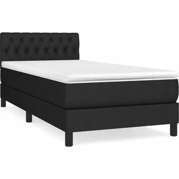 Postel Kontinentální postel černá 193 x 90 x 78/88 cm s matrací 90 x 190 x 20 cm