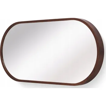 Zrcadlo Zrcadlo do koupelny nástěnné LEJA oválné dřevěné OŘECH VLAŠSKÝ 80x48 STYLOVÉ