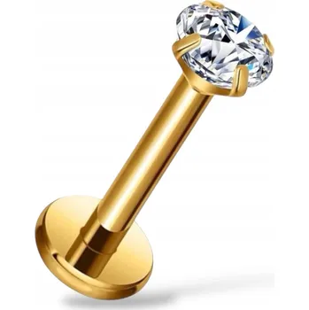 Piercing PIERCING zlatý LABRET s moissanitem, titanový CONCH 1,2/6/4