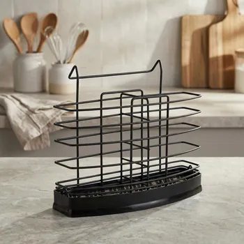Odkapávač na nádobí DRY STUFF kovový zásobník na příbory BLACK 20 x 5 cm