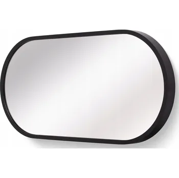 Zrcadlo Zrcadlo koupelnové zrcadlo LEJA oválné dřevěné ČERNÉ MAT 100x48 STYLOVÉ