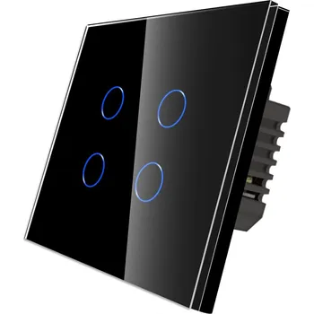 vypínač DOTYKOVÝ SKLENĚNÝ ČTYŘNÁSOBNÝ VYPÍNAČ SVĚTLA 4K WIFI TUYA BEZ NEUTRÁLNÍHO VODIČE