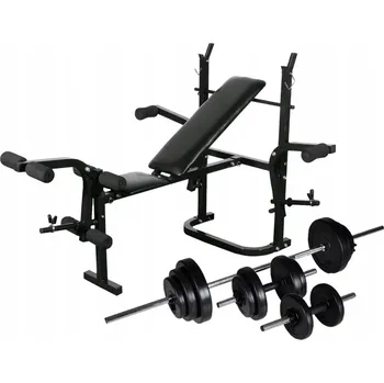 Posilovací lavice VidaXL Posilovací lavice se stojanem, činkou a sadou činek, 30,5 kg