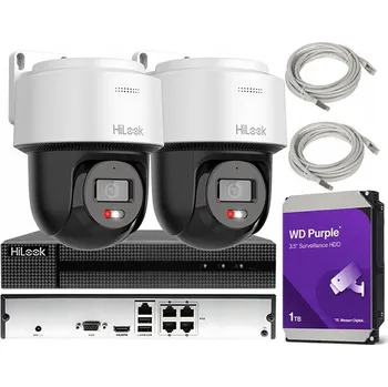 Bezpečnostní kamera Monitorovací sada 4Mpx IP otočné kamery HiLook, otáčení 340 stupňů, PoE