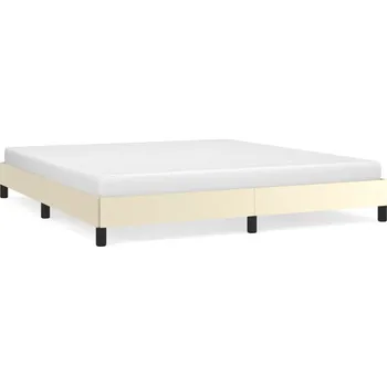 Postel Rám postele z umělé kůže, krémová, 203 x 163 x 25 cm