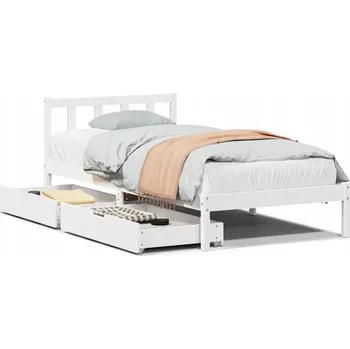 Postel Rám postele borovicový se zásuvkami, bílý, 205,5 x 105,5 x 69,5 cm