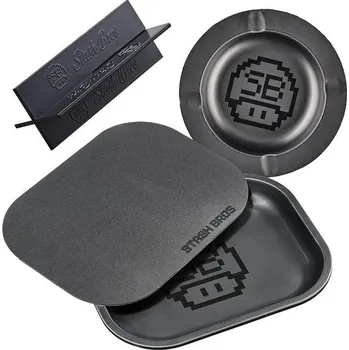 Sada táců na kolečkách Stash Bros s magnetickým víkem a popelníkem, Sada táců na kolečkách s