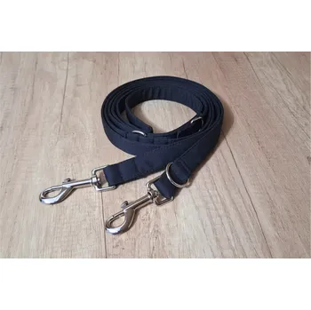 Vodítko pro psa Přepínací vodítko pro střední plemena Soft - ČERNÁ, 20 mm, 2,5 m, Karabiny 82 mm - pro střední plemena - pochromováno