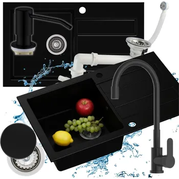 Granitový dřez Jednokomorový granitový dřez Moderno Porto černý