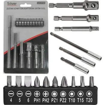 Bit Adaptéry pro nástrčné klíče Silver S11222 HEX se sadou bitů, 16 kusů