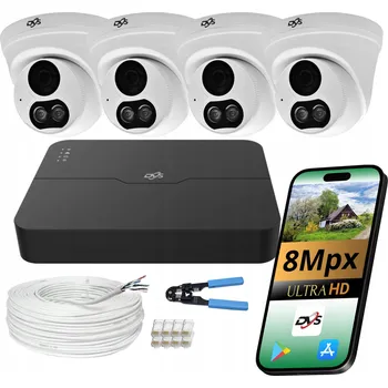 IP kamera SADA PRO DOMÁCÍ MONITORING 4 KAMERY KOPULE 8MPX 4K DVS POE AUDIO IP67 IP