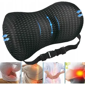 Polštář ORTOPEDICKÝ POLŠTÁŘ BEDERNÍ PRO SPANÍ DO AUTA KANCELÁŘE NA ŽIDLI PAMĚŤOVÝ