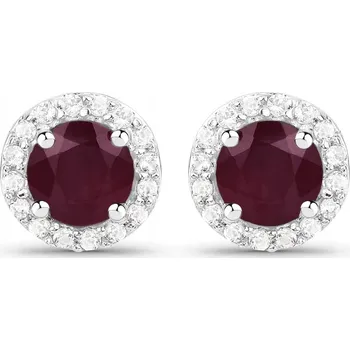 Náušnice PŘÍRODNÍ RUBÍN A KŘIŠŤÁL STŘÍBRNÉ 925 NÁUŠNICE