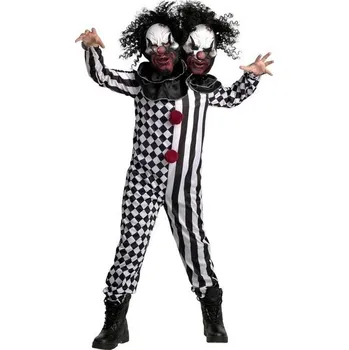 Karnevalový kostým Dětský kostým morfického dvouhlavého klauna, Hororový kostým klauna pro děti, Halloweenský kostým