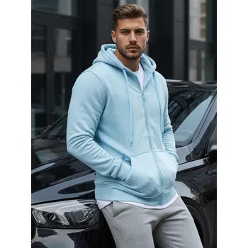 Pánská móda Dstreet Pánská mikina rozepínací s kapucí černá BX2192 Barva: Modrá - světle, Velikost: XL