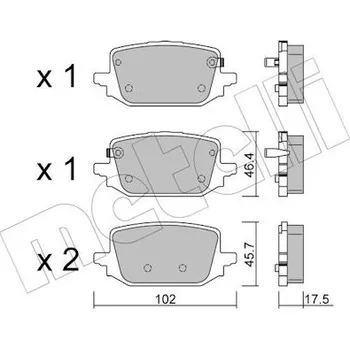 Brzdová destička Sada brzdových destiček, vždy 4 kusy v sadě METELLI 22-1366-2