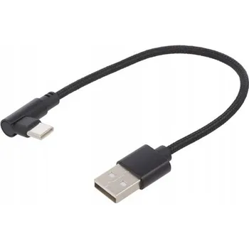 Datový kabel USB-C na USB-A kabel zahnutý s textilním opletem 0,2 m do auta Gembird