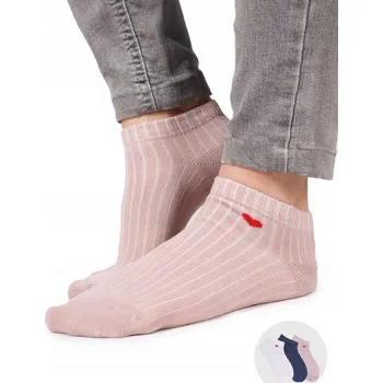 Dívčí bavlněné kotníkové ponožky Ponožky se srdíčky, 3 ks, velikost 31-34 YOCLUB