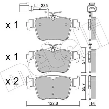Brzdový systém Sada brzdových destiček, vždy 4 kusy v sadě METELLI 22-1317-1