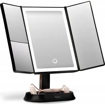 Zrcadlo Černé stojací Zrcadlo FANCII , čtverec , obdélníkové, LED, přirozené světlo