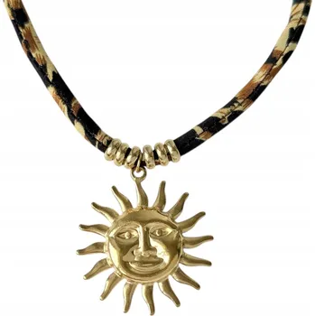 Náhrdelník Náhrdelník choker etno boho panterka přívěsek velké zlaté slunce sluníčko