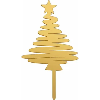 Party dekorace Dekora Zápich na dort vánoční stromeček 16,5 x 8 cm zlatý