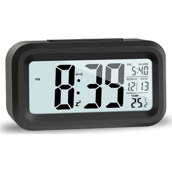 Budík JOPHEK LCD digitální budík, cestovní budík s funkcí teploty, data a odložení buzení, netikající