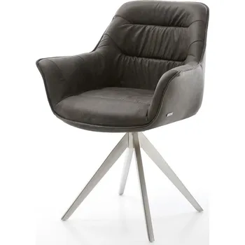 Jídelní židle DELIFE Jídelní židle Kaira-Flex mikrovlákno antracit vintage křížová podnož hranatá nerezová ocel