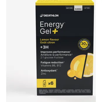 DECATHLON Energetický gel - fyzická aktivita nad 3 hodiny - Energy Gel+ citrónový 6 ks