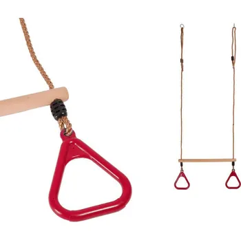 Dětská houpačka Houpačka Trapéz s gymnastickými kruhy pro děti Dětské Dětské Hřiště JF červená