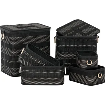 Koš na prádlo Koš regálový a prádelní - bambus, černý, cena za sadu 6 ks Barva: černá