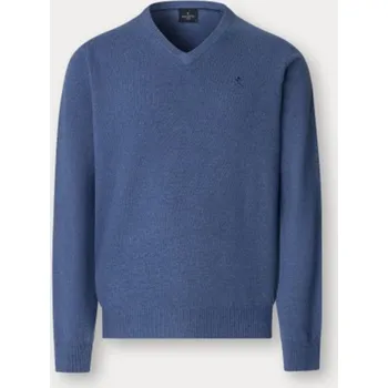 Pánský svetr SVETR HACKETT LONDON LAMBSWOOL V NECK DENIM BLUE