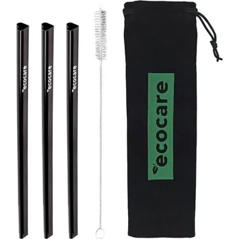 ECOCARE Ekologická kovová brčka Srdce Černá 3 ks