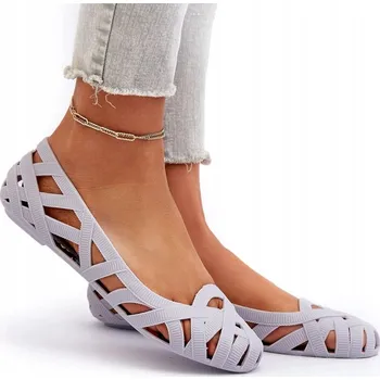 Dámské baleríny Dámské gumové baleríny na léto s pásky šedé - velikost 36