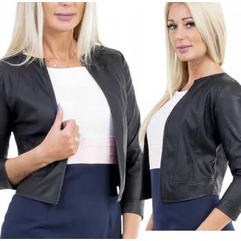 Dámské sako M331 BOLERKO SAKO Z EKO KŮŽE ČERNÉ vel. 40 (L)