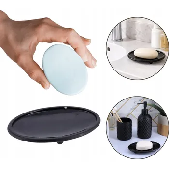 MÝDLENKA NA MÝDLO VOLNĚ STOJÍCÍ DO KOUPELNY, SKLENĚNÁ, ČERNÁ ELEGANTNÍ